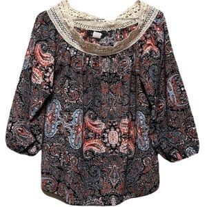Arabella, On/Off Shoulder, Kimono Sleeves, casual Top, Multi, Size XL